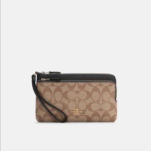 COACH Double zip wallet in signature canvas